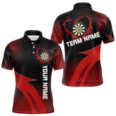 Maxcorners Darts Red Dripping Heart Halftone Pattern Custom Dart Shirt For Men, Dart Team Jerseys
