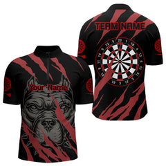 Maxcorners Darts Red Scratch Bulldog Dart Shirt Custom Dart Team Shirt For Men, Dart Jerseys