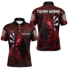 Maxcorners Custom Red Smokes Skull Dartboard Dart Men Polo Shirt Outfits Dart Jerseys LM0910