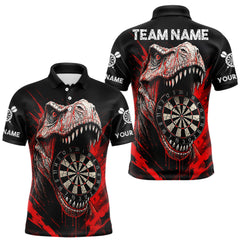 Maxcorners Custom Red Dinosaur Cracked Dartboard Polo Dart Shirt For Men Grunge Dart Team Jerseys TU0809