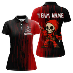 Maxcorners Darts Reaper Kid Red Black Skull Darts Shirt For Men - Custom Name For Players MT2306