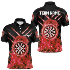 Maxcorners Custom Lightning Dragon Red Flames Dartboard Dart Men Polo Jerseys Dart Team Shirt MT1810