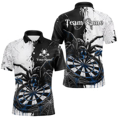 Maxcorners Personalized Black & Blue Dripping Spider Men Dart Polo Shirts Custom Dart League Jerseys
