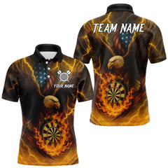 Maxcorners Custom Yellow Lightning Flame Dartboard Polo Darts Shirt For Men Outfit Dart Team Jersey LM0409