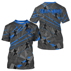 Maxcorners Custom Grey And Blue Pickleball Ball Jerseys For Men Pickleball Paddle League Shirts LM0412