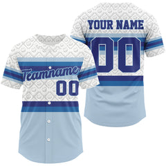 Maxcorners Custom White And Blue Baseball Ball Shirt For Men Baseball Jerseys Gift LM0910