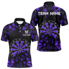 Maxcorners Custom Black & Purple Geometric Dartboard Dart Polo Shirt For Men Outfits Dart Jerseys LM0910
