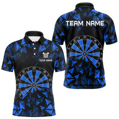Maxcorners Custom Black Blue Geometric Dartboard Dart Polo Shirt For Men Outfits Dart Jerseys LM0910