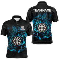 Maxcorners Custom Tiger And Dragon Blue Dartboard Men Darts Polo League Shirts Funny Dart Jerseys LM1812
