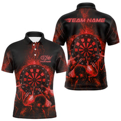 Maxcorners Custom Skeleton Red Flames Dartboard Dart Men Polo Jerseys Lightning Dart Team Shirt LM1610