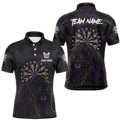 Maxcorners Custom Purple Yellow Tiger Cracked Grunge Dartboard Men Darts Polo Shirt Darts Jersey TU1711