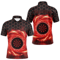 Maxcorners Black & Red Storm Lightning Dartboard Custom Mens Polo Dart Shirt Halftone Dart Jerseys TU2710