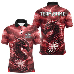 Maxcorners Lightning Dragon Red Dartboard Custom Dart Men Polo Shirt Outfits Dart Jerseys LM2711