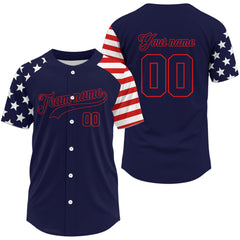 Maxcorners Custom Red And Blue Baseball Shirt For Men Personalized Youth Patriotic Baseball Jersey LM1109