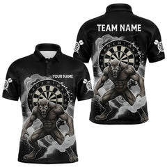 Maxcorners Grey Smokes Horror Wolf Grunge Dartboard Custom Darts Polo Shirt For Men Dart Gifts TU1911