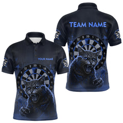 Maxcorners Funny Cat Blue Dripping Dartboard Custom Men's Polo Darts Shirt Outfits Darts Jersey LM3010