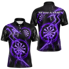 Maxcorners Thunder Patriotic Darts Polo Shirt For Men Custom Purple Darts Jerseys, Darts Team TU0408