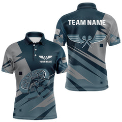 Maxcorners Blue Cracked Dartboard Custom Darts Polo Shirt For Men - Darts Team Jersey MT1007