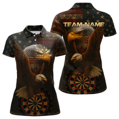 Maxcorners Custom Eagle Grunge Dartboard Polo Dart Shirt For Men US Flag Patriotic Dart Jersey MT0609