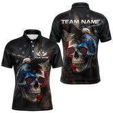 Maxcorners Custom Smoke Skull Eagle Patriotic Dart Shirt For Men US Flag Polo Dart Team Jersey MT0609