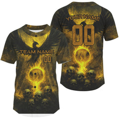 Maxcorners Flaming Eagle Baseball Team Jersey For Men Personalized Name Number With Baseball Shirt LM2608