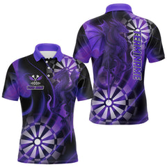 Maxcorners Custom Darts Polo Shirt For Men Fire Dragon Dartboard Personalized Team Jersey TU0508