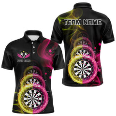Maxcorners Darts Polo & 1/4-Zip Shirt For Men Custom Smoke Thunder Dartboards | Pink Yellow TU1108