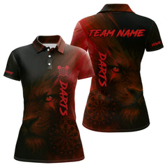 Maxcorners Custom Black-Red Horror Lion Dartboard Dart Polo Shirt For Men Grunge Dart Jerseys MT1309
