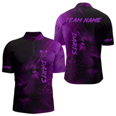 Maxcorners Custom Black- Purple Horror Lion Dartboard Dart Polo Shirt For Men Grunge Dart Jerseys MT1309
