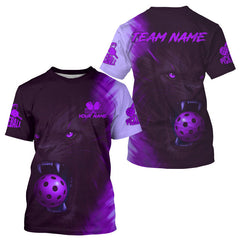Maxcorners Custom Purple Lion Grunge Pickleball Ball T-Shirt For Men Pickleball Tournament Outfits MT1309