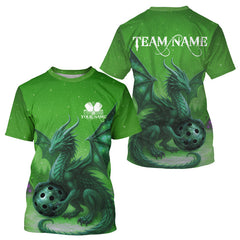 Maxcorners Custom Green Dragons Christmas Pickleball T-Shirt For Men Outfits Xmas Pickleball Jersey MT1309