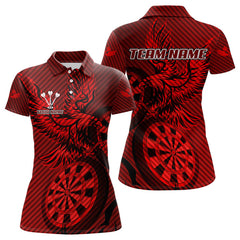 Maxcorners Custom Eagle & Dartboard Red Stripes Dart Polo Shirts For Men, Dart Team Jerseys LM2007