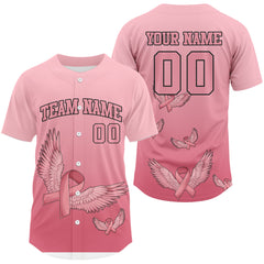 Maxcorners Custom Pink Ribbons Wings Pickleball T-Shirt Personalized Funny Pickleball Outfits For Men LM2608