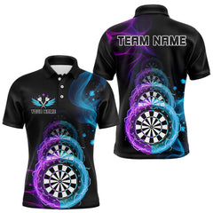 Maxcorners Smoke Thunder Dartboards Men's Darts Shirt Custom Name & Team | Opt1 - Purple Turquoise TU0107