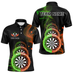 Maxcorners Smoke Thunder Dartboards Men's Darts Shirt Custom Name & Team | Opt2 - Green Orange TU0107