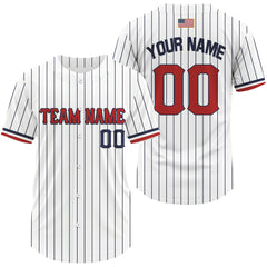 Maxcorners Classic Patriotic Baseball Jersey For Men Personalized US Flag Pinstripe Baseball Team LM2608