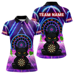 Maxcorners Dark Cat & Neon Electric Men's Darts Shirt - Custom Name For Dart Players MT1006