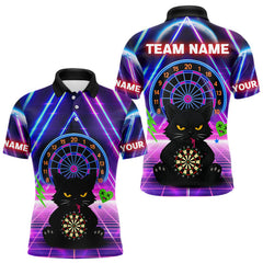Maxcorners Dark Cat & Neon Electric Men's Darts Shirt - Custom Name For Dart Players MT1006
