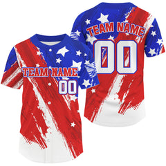 Maxcorners Grunge Patriotic Baseball Jersey For Men Personalized US Flag Baseball Shirt For Fans LM2608