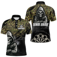 Maxcorners Personalized Men's Darts Shirt - Grim Reaper & Camouflage | Custom Name For Players TU1106