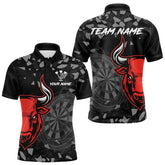 Maxcorners Bull & Dartboard Custom Grunge Men's Darts Polo Shirt - Darts Team Jersey LM1307