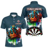 Maxcorners Colorful Dripping Crown Darts Grunge Darts Shirt For Men - Custom Name & Team LM3006