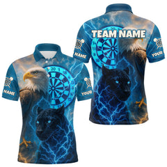 Maxcorners Custom Darts Shirt For Men Lightning Eagle Panther Dartboard Dart Team Jerseys | Blue LM0409