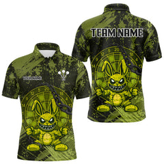 Maxcorners Crazy Rabbit Dartboard Arrows Grunge Darts Shirt For Men - Custom Name & Team | Opt2 - Military LM3006