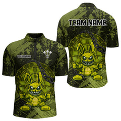 Maxcorners Crazy Rabbit Dartboard Arrows Grunge Darts Shirt For Men - Custom Name & Team | Opt2 - Military LM3006