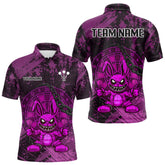 Maxcorners Crazy Rabbit Dartboard Arrows Grunge Darts Shirt For Men - Custom Name & Team | Opt3 - Purple LM3006