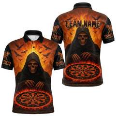 Maxcorners Custom Dart Jerseys For Men Skull Flame Dartboard, Outfits Dart Team Shirts LM2608