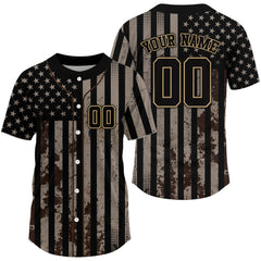 Maxcorners Grunge USA Flag Baseball Jersey For Men – Custom Patriotic Look With Name & Number LM2608