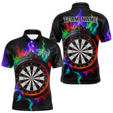 Maxcorners Multicolor Flaming & Red Dartboard Darts Shirt For Men - Custom Name & Team Jersey LM3006
