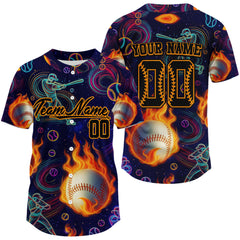 Maxcorners 3D Flame Baseball Jersey For Men Custom Name Number Team Shirt | Personalized Fan Gear LM2608